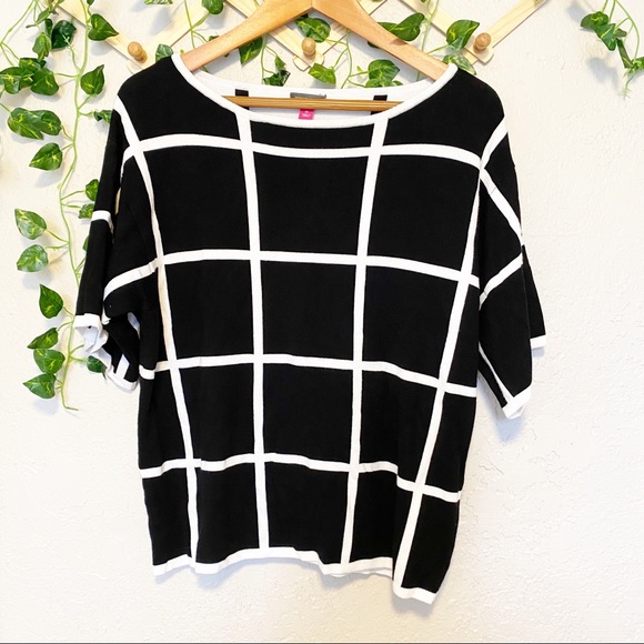 Vince Camuto Striped Short Sleeve Sweater - Picture 2 of 5